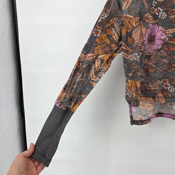 PILCRO Top XS Muted Floral Print Pink Orange Boho Indie - Picture 2 of 7